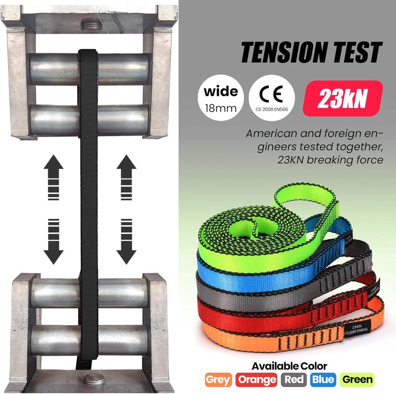 CAPARK 18MM Nylon Climbing Slings Runners 23 kN Strong Webbing Straps for Rock Climbing, Rappelling, Swing, Yoga Hammock etc - Image 4